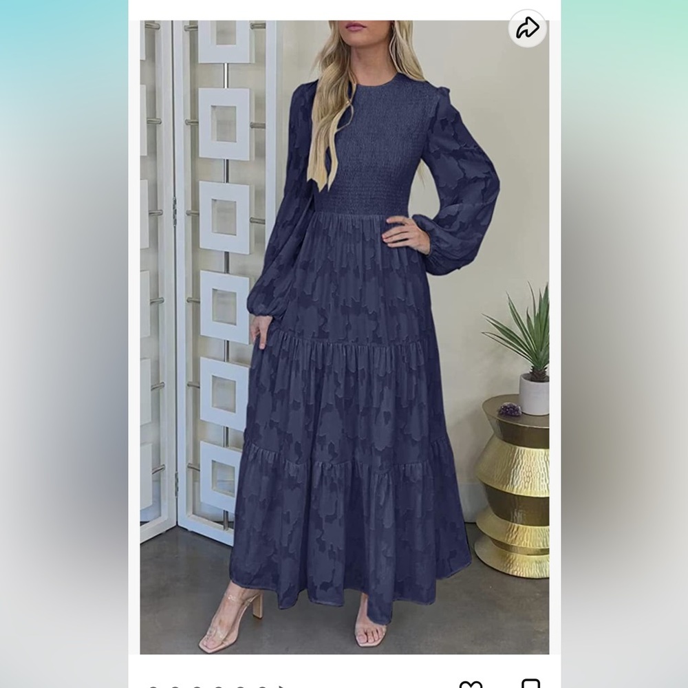 Long Sleeve Dark Blue Dress